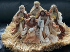🎄 20.5" (53cm) Brown Holy Family Nativity Set with Christmas Manger – Handmade Religious Christian Christmas Scene, Holiday Home Decor & Gift ✨