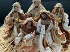 🎄 20.5" (53cm) Brown Holy Family Nativity Set with Christmas Manger – Handmade Religious Christian Christmas Scene, Holiday Home Decor & Gift ✨