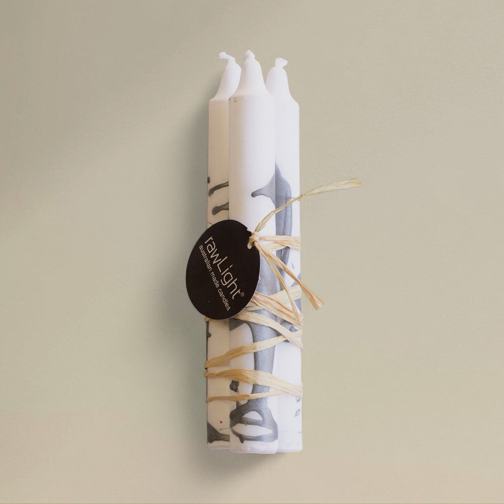 Dining candle 21x250mm splashed Christmas bundle of 3
