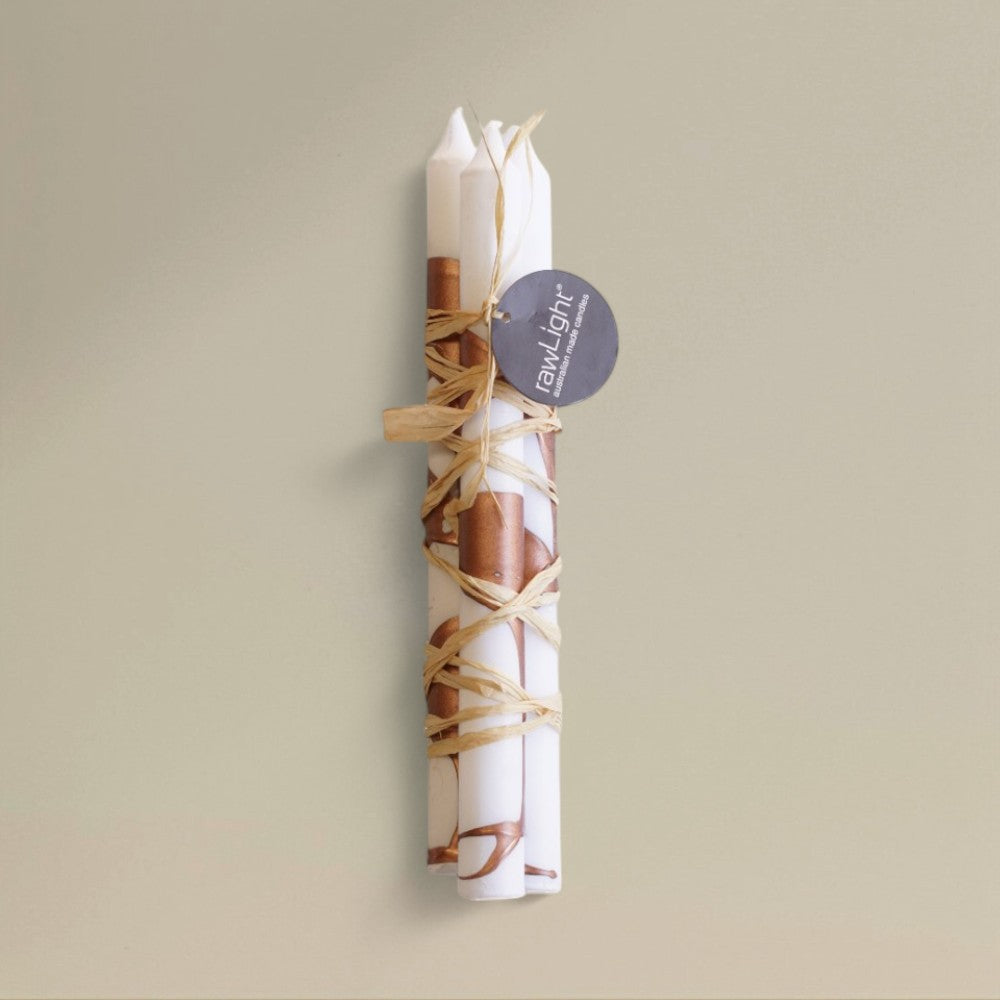 Dining candle 21x175mm splashed Christmas bundle of 3