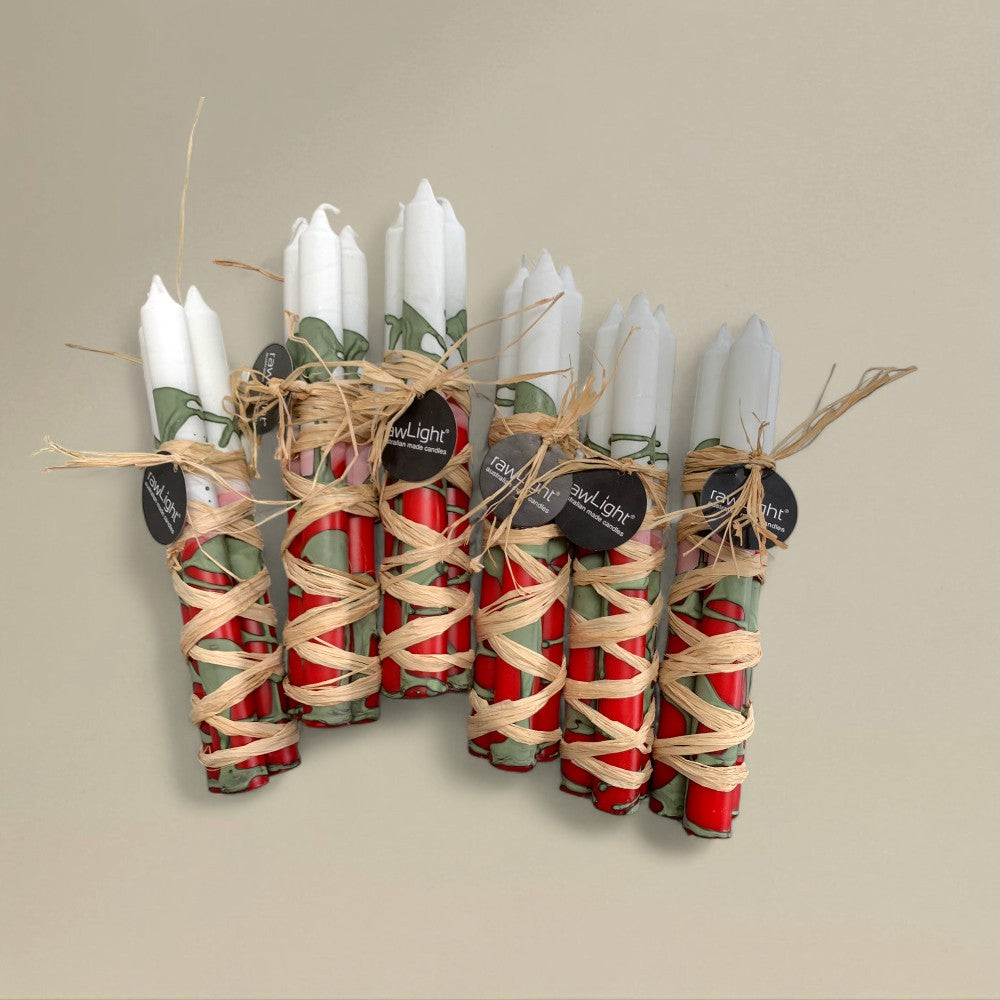 Dining candle 21x250mm splashed Christmas bundle of 3
