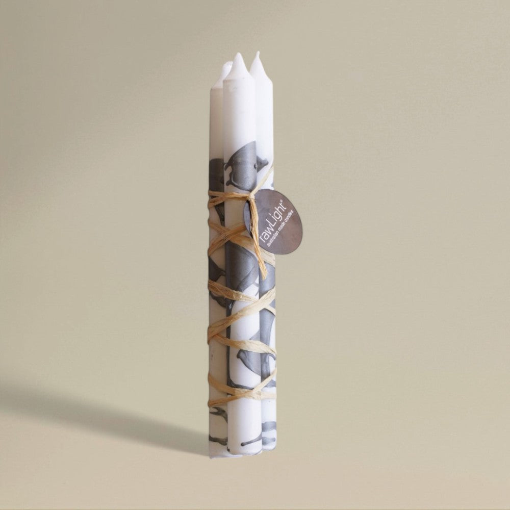 Dining candle 21x250mm splashed Christmas bundle of 3