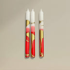 Dining candle 21x175mm splashed Christmas bundle of 3