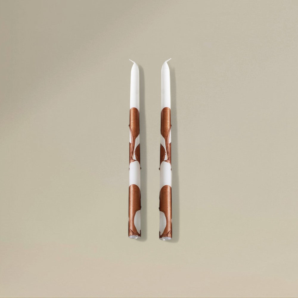 Taper candle 22x300mm splashed Christmas packet of 6