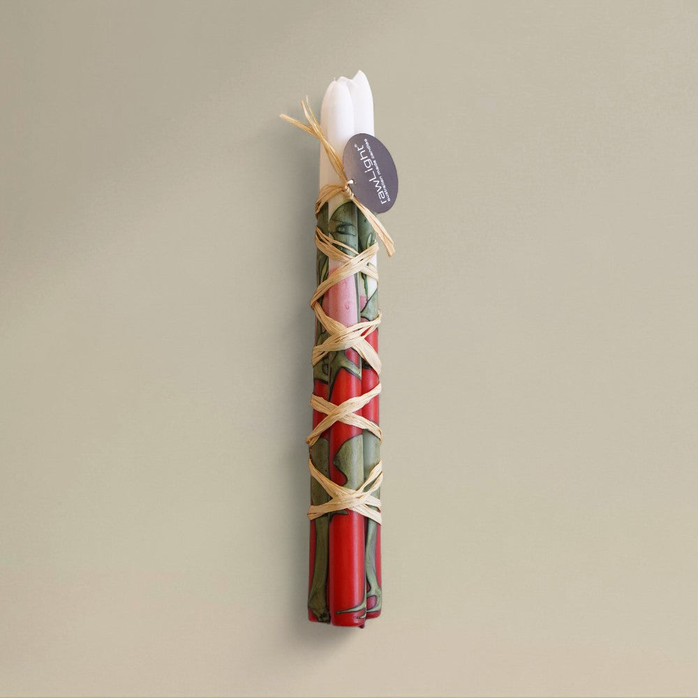 Taper candle 22x300mm splashed Christmas bundle of 3