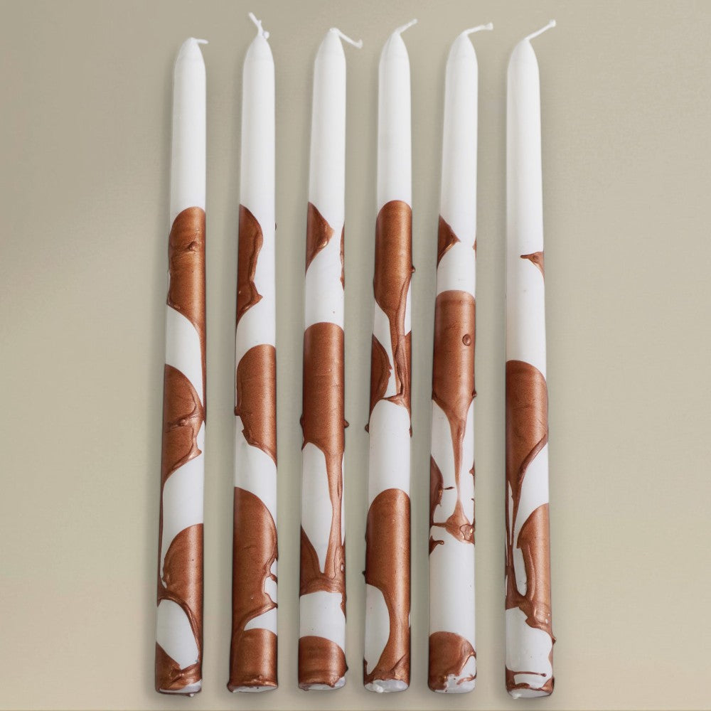 Taper candle 22x300mm splashed Christmas bundle of 3