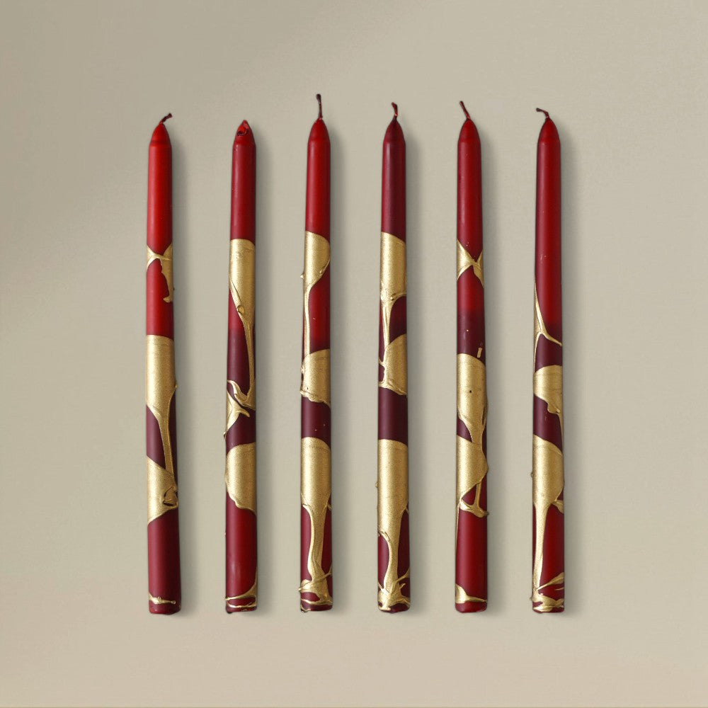 Taper candle 22x380mm splashed Christmas bundle of 3