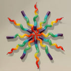 Taper candle 22x380mm spiral multi coloured bundle of 3