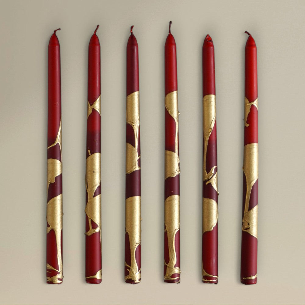Taper candle 22x300mm splashed Christmas bundle of 3