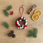Handmade Wool Felt Ball Wreath Ornament