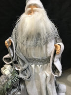 55cm Grey & White Standing Santa Claus Christmas Ornament – Luxury Holiday Home Decoration