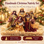 Handmade Christmas Nativity Set 25cm – Holy Family Manger Scene Figurines, Religious Christian Home Decor & Holiday Display