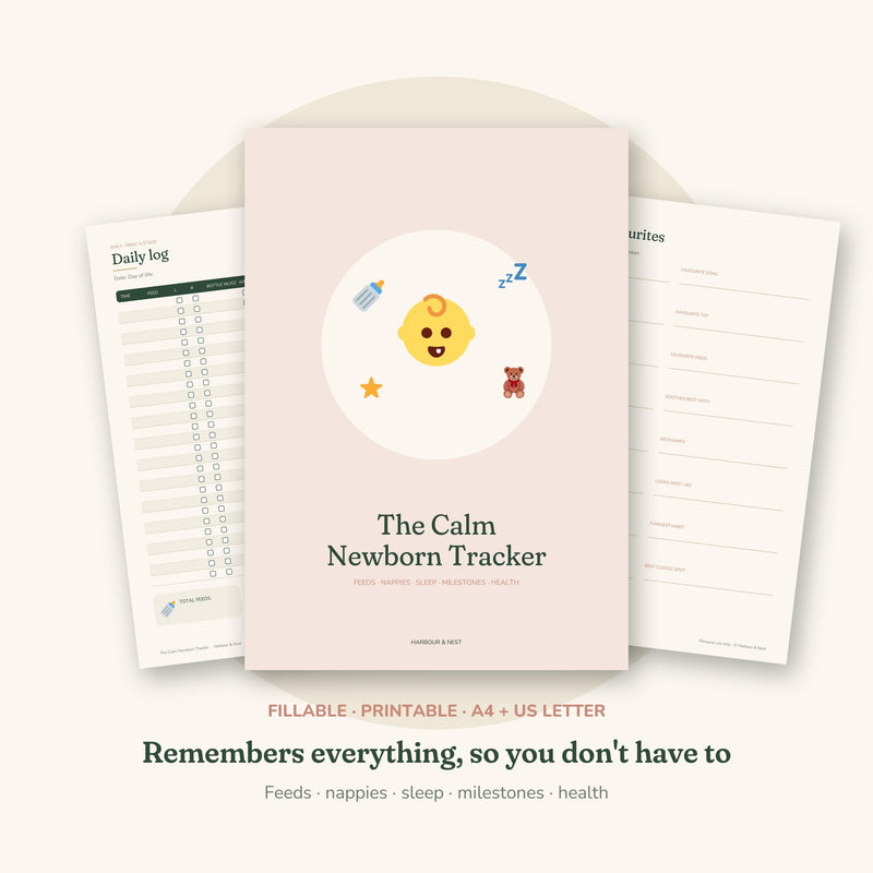 The Calm Newborn Tracker – Baby Feeding, Sleep & Nappy Log