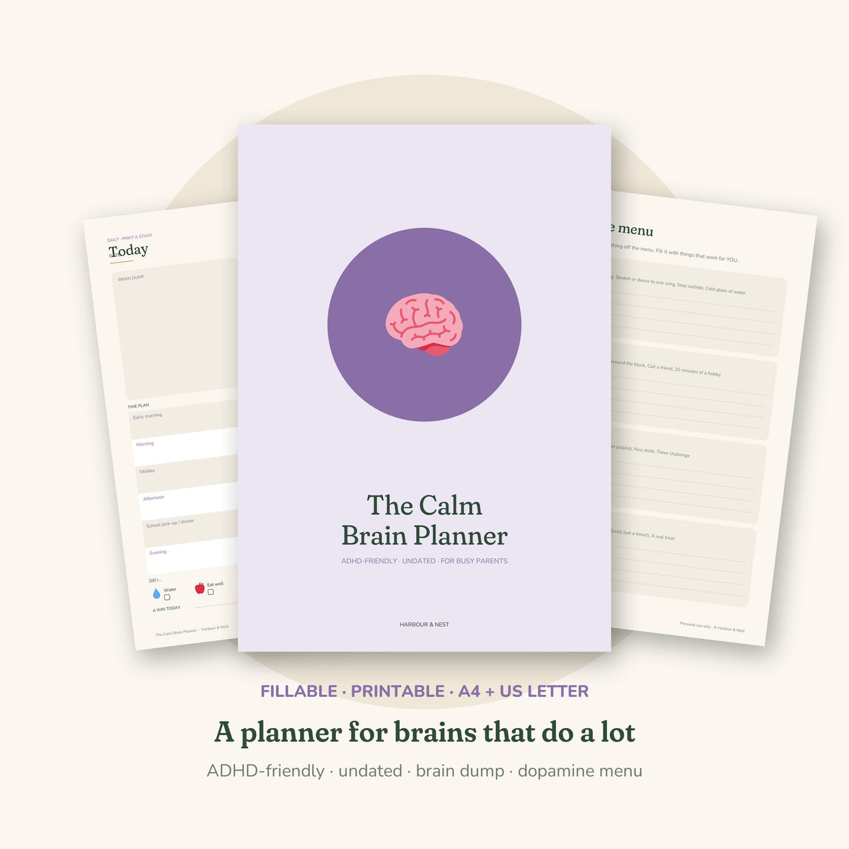 The Calm Brain Planner – ADHD-Friendly Undated Daily Planner