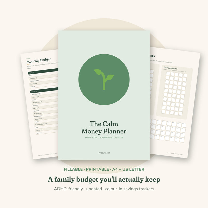 The Calm Money Planner – ADHD-Friendly Family Budget Planner