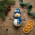 Felt Snowman with Blue Hat Christmas Ornament – Handmade & Shatterproof