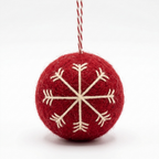 Red Snowflake Wool Felt Christmas Bauble Ornament