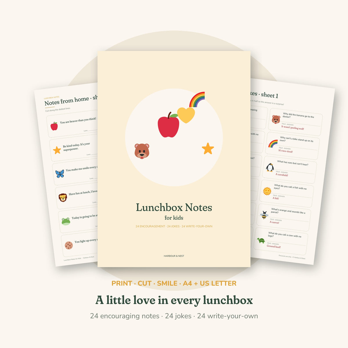 Lunchbox Notes for Kids – 72 Printable Jokes & Encouragement Notes
