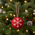 Red Snowflake Wool Felt Christmas Bauble Ornament