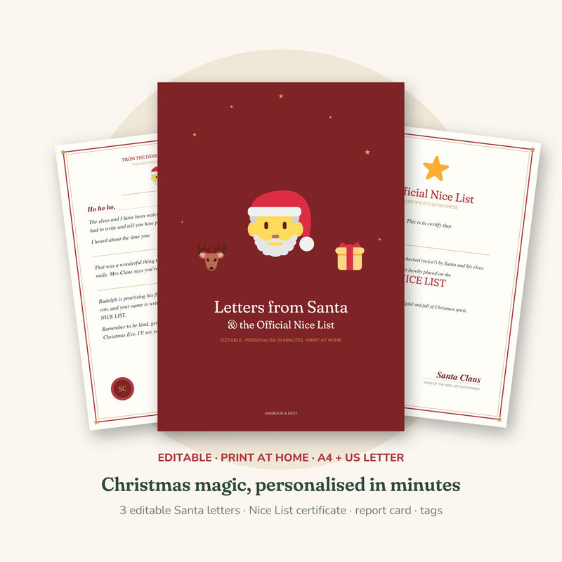 Letter from Santa & Nice List Pack – Editable Printable