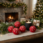 Red Snowflake Wool Felt Christmas Bauble Ornament